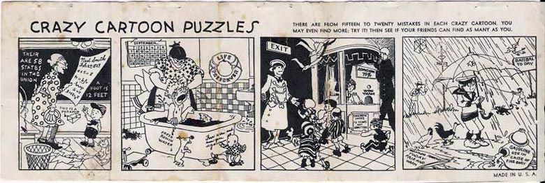 C. Carey Cloud - Cracker Jack Prize - Crazy Cartoon Puzzles