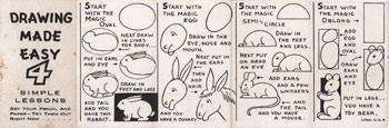C. Carey Cloud - Drawing Made Easy - 4 Simple Lessons - Cracker Jack Prize - Rabbit - Mule - Mouse - Toy Bear