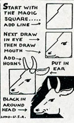 C. Carey Cloud - Drawing Made Easy - 4 Simple Lessons - Cracker Jack Prize - bull