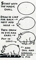 C. Carey Cloud - Drawing Made Easy - 4 Simple Lessons - Cracker Jack Prize - pig