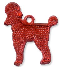 Plastic Dangle Poodle in Ruby
