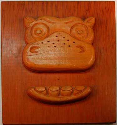 Basswood carving Hippo for Cracker Jack Polystyrene Squeeze Faces