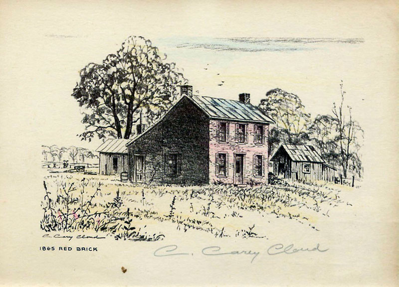 C. Carey Cloud Drawing - 1865 Red Brick
