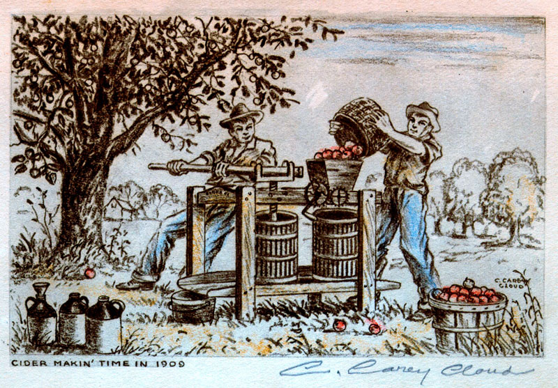 C. Carey Cloud Drawing - Cider Makin Time in 1909