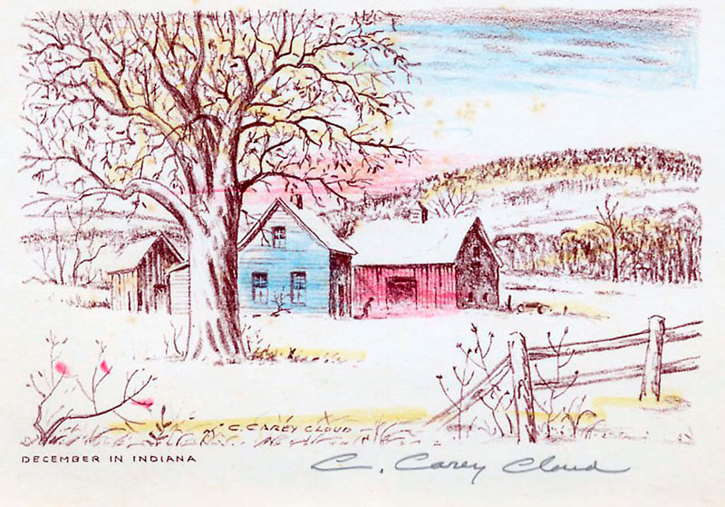 C. Carey Cloud Drawing - December in Indiana