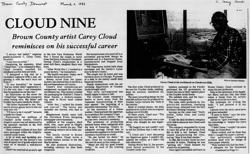 C. Carey Cloud - Cloud Nine: Brown County artist Carey Cloud reminisces on his successful career - part 1