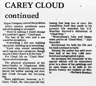 C. Carey Cloud - Cloud Nine: Brown County artist Carey Cloud reminisces on his successful career - part 2