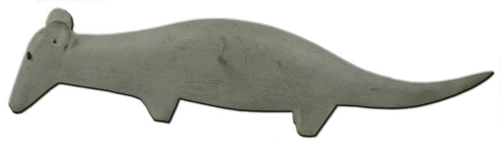 Front view of wooden anteater.