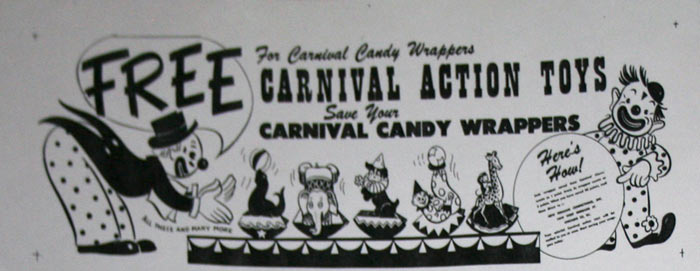 Carnival Action Toys free with Carnival Action Wrappers