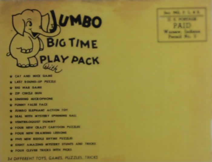 Envelope for the Jumbo Big Time Play Pack