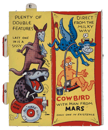 Side pieces of Orphan Annie Goofy Circus - Cowbird with Man from Mars