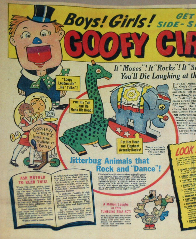 C. Carey Cloud's Orphan Annie Goofy Circus Ovaltine Ad - page 1