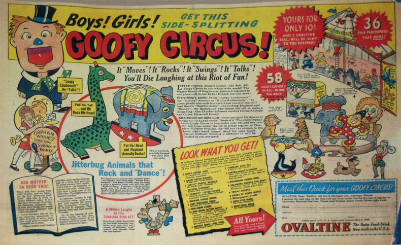 C. Carey Cloud's Orphan Annie Goofy Circus Ovaltine Ad