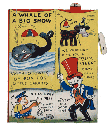 Side pieces of Orphan Annie Goofy Circus - A Whale of a Show