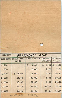 Friendly Pup / Waggle Tail Pup - C. Carey Cloud Premium with price guide on reverse